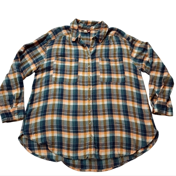 Anthropologie Pilcro Hadley Relaxed Plaid Button Down sz Lp - Picture 3 of 8